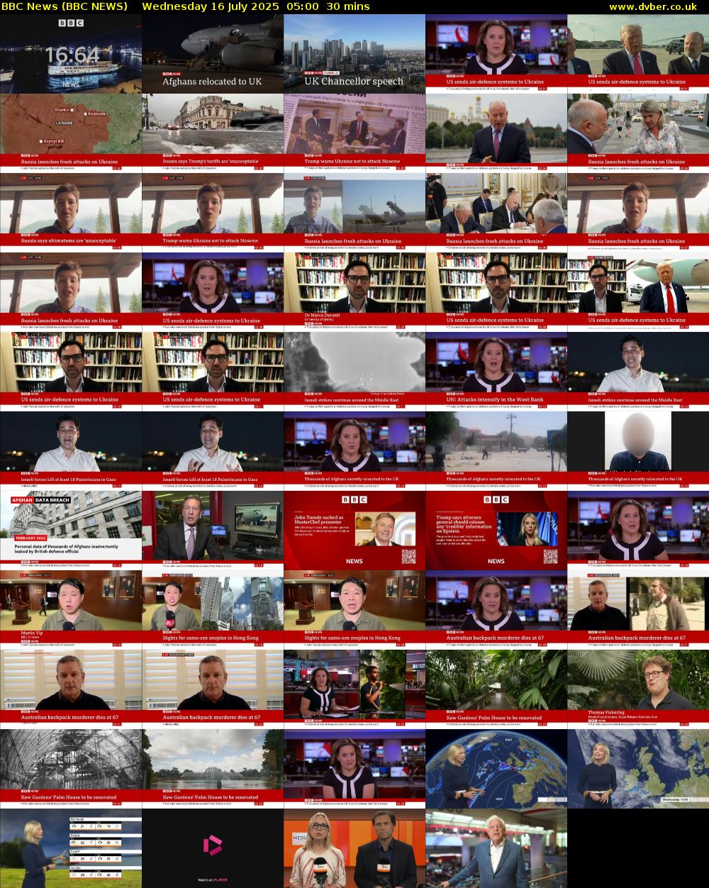 BBC News (BBC NEWS) Wednesday 16 July 2025 05:00 - 05:30