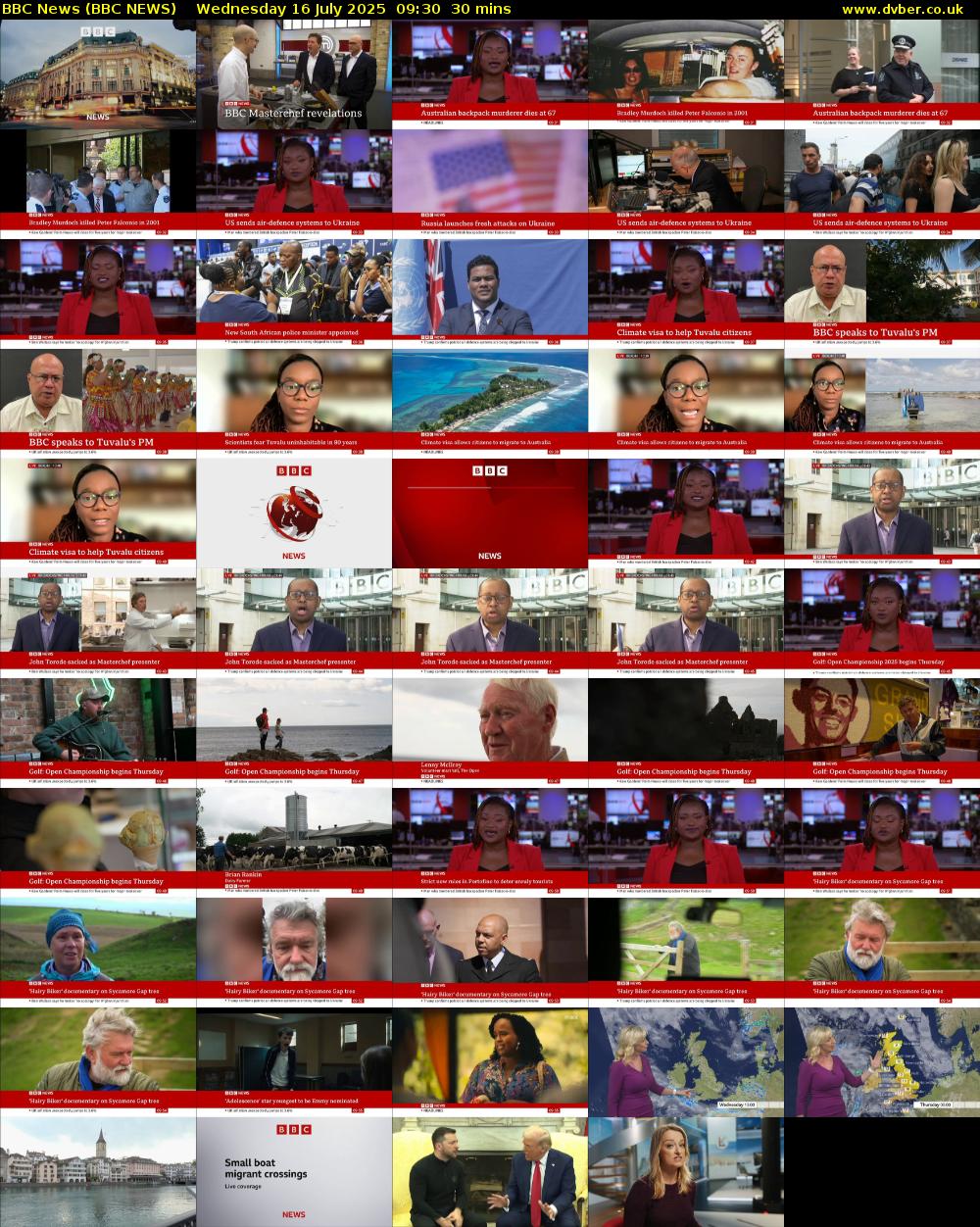 BBC News (BBC NEWS) Wednesday 16 July 2025 09:30 - 10:00