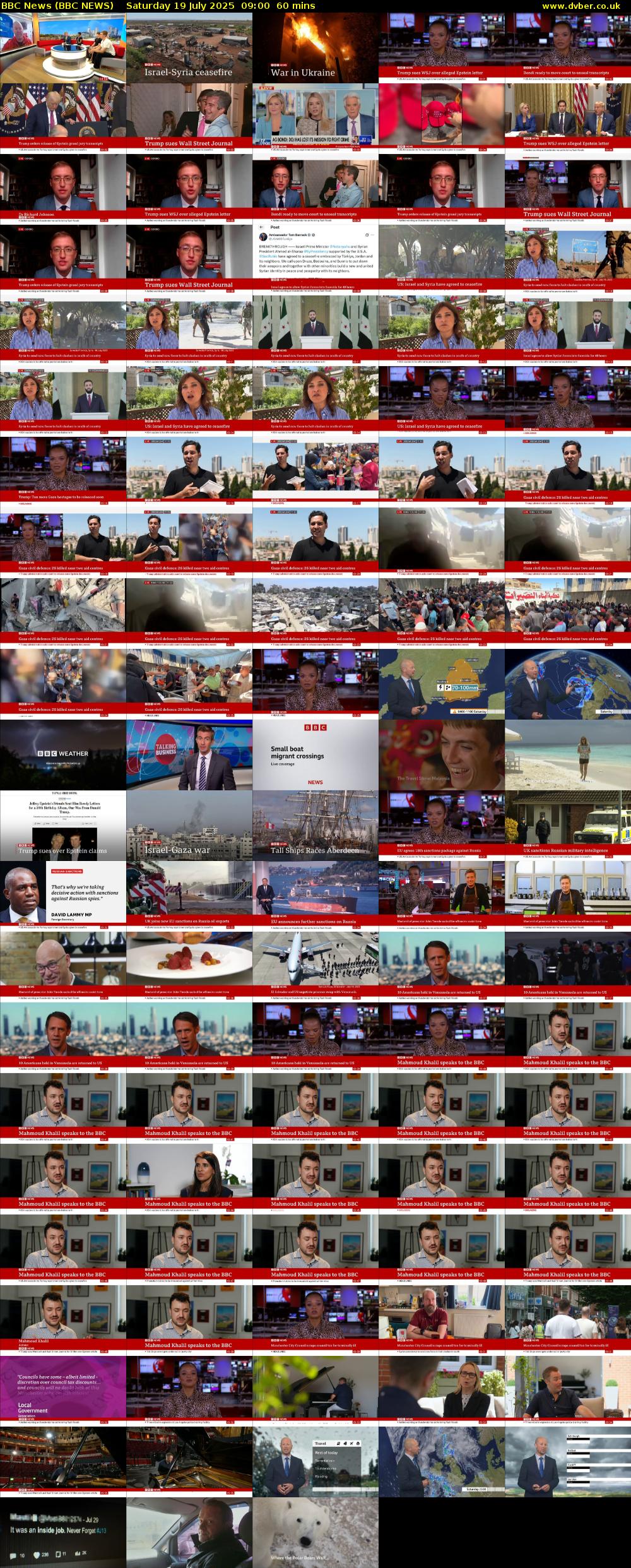 BBC News (BBC NEWS) Saturday 19 July 2025 09:00 - 10:00