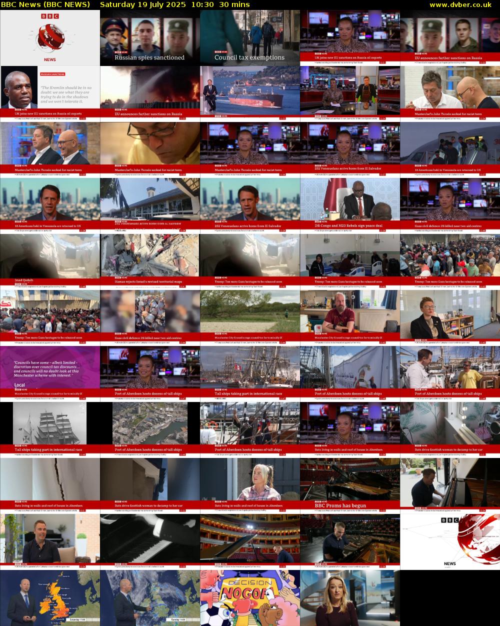 BBC News (BBC NEWS) Saturday 19 July 2025 10:30 - 11:00