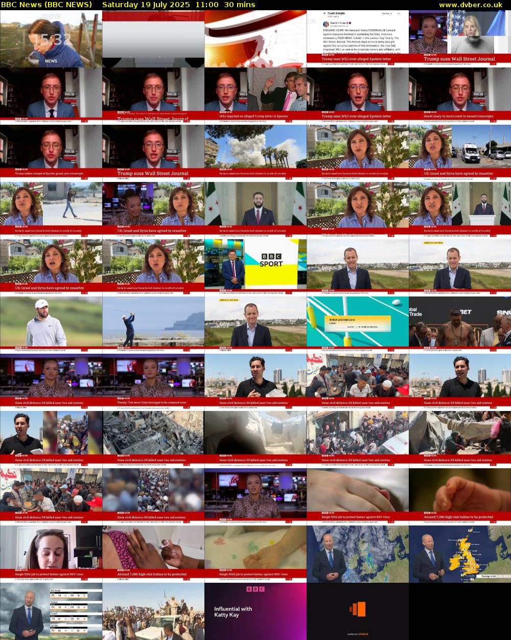 BBC News (BBC NEWS) Saturday 19 July 2025 11:00 - 11:30