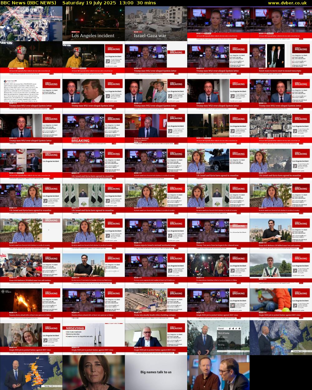 BBC News (BBC NEWS) Saturday 19 July 2025 13:00 - 13:30