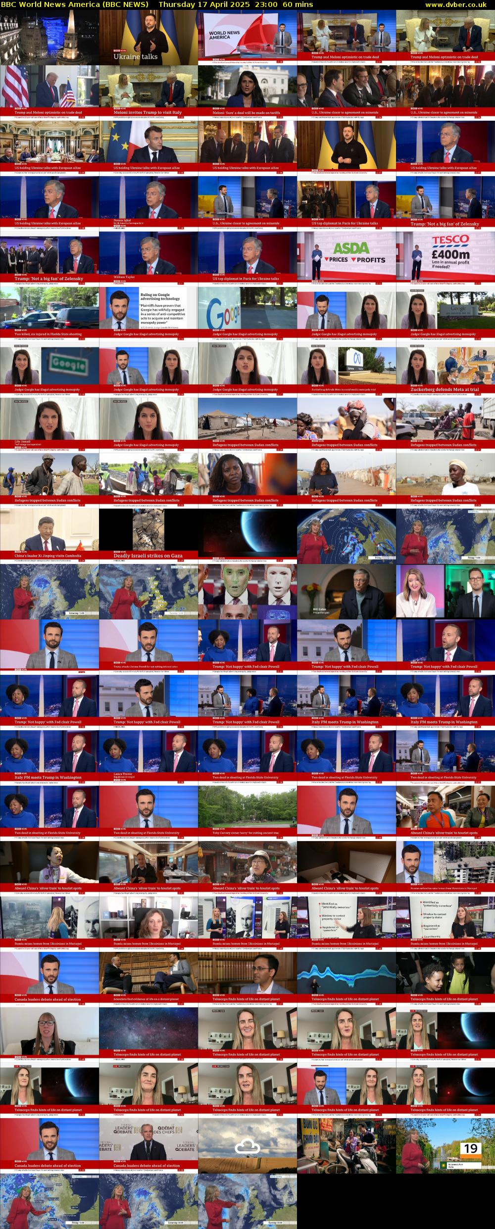 BBC World News America (BBC NEWS) Thursday 17 April 2025 23:00 - 00:00