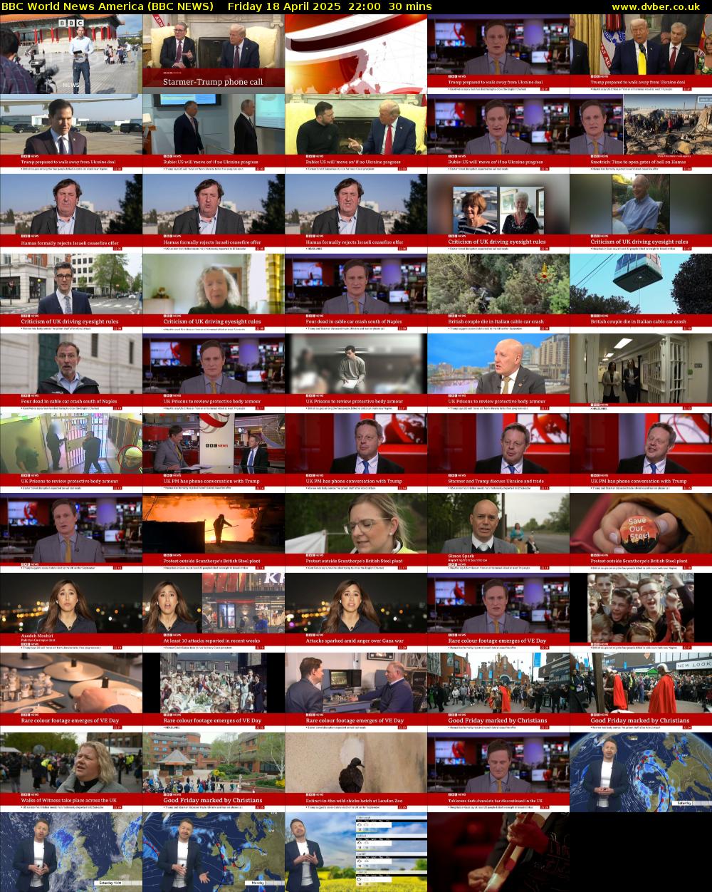 BBC World News America (BBC NEWS) Friday 18 April 2025 22:00 - 22:30