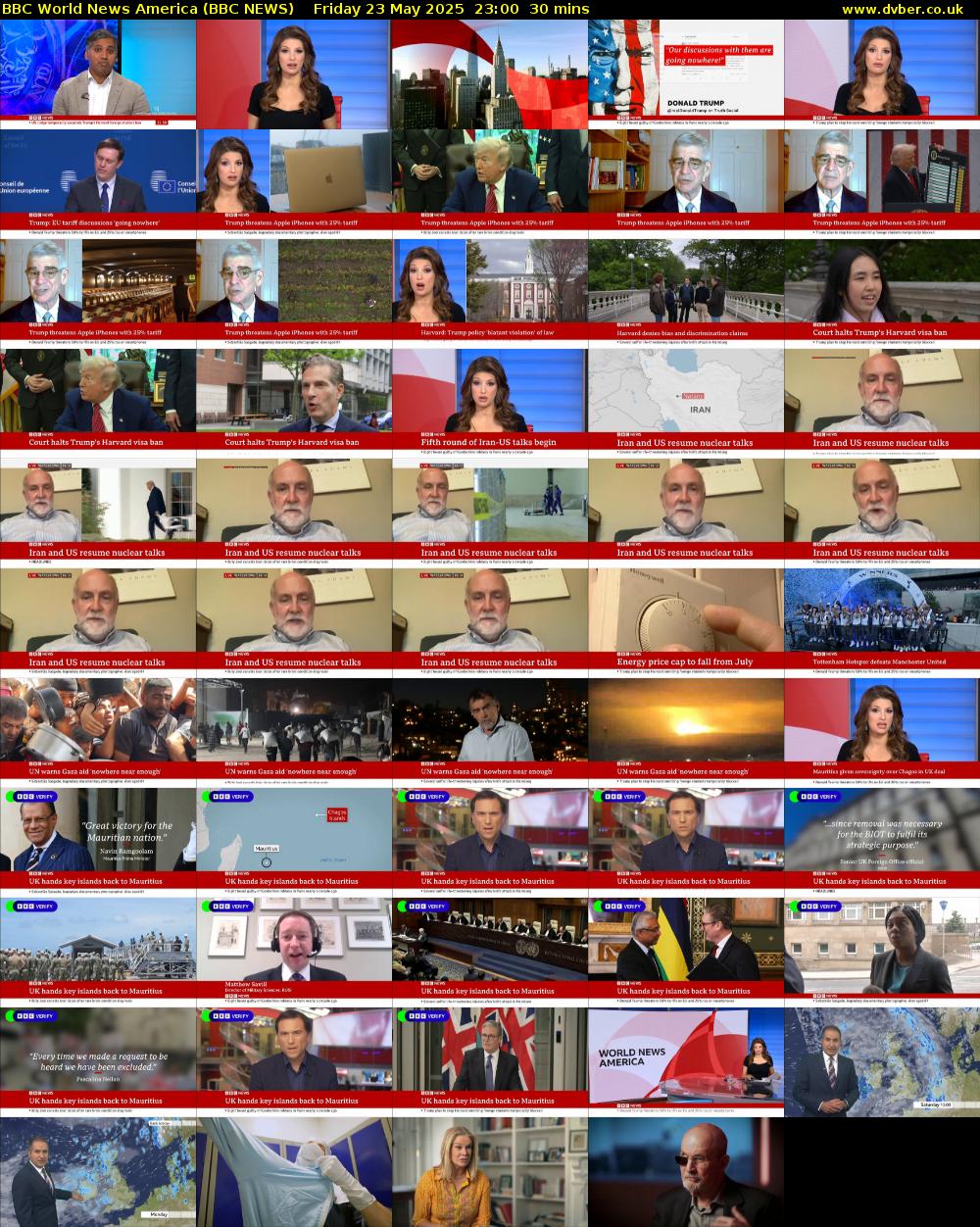 BBC World News America (BBC NEWS) Friday 23 May 2025 23:00 - 23:30