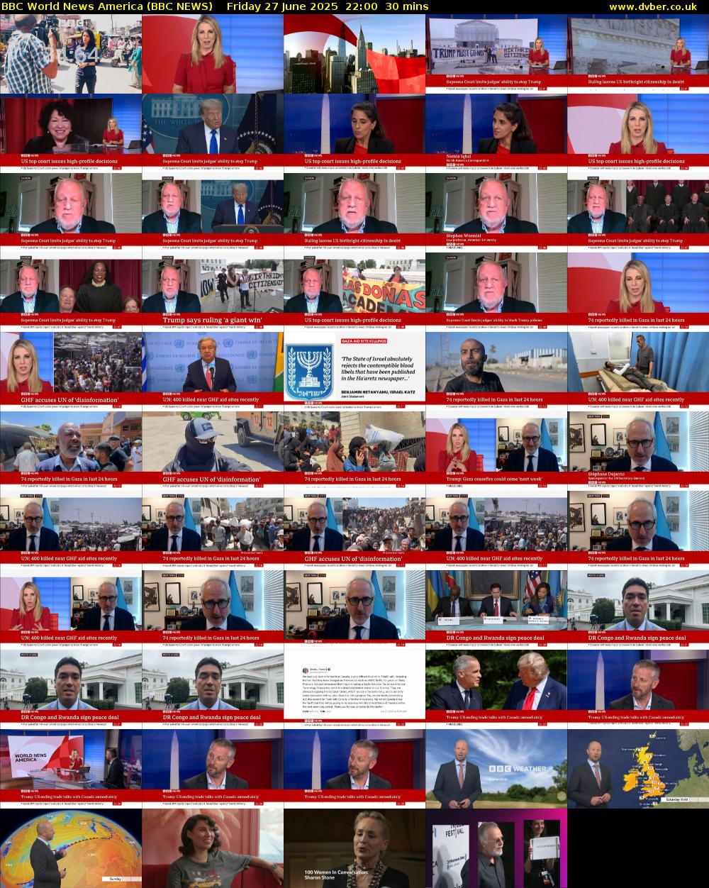 BBC World News America (BBC NEWS) Friday 27 June 2025 22:00 - 22:30