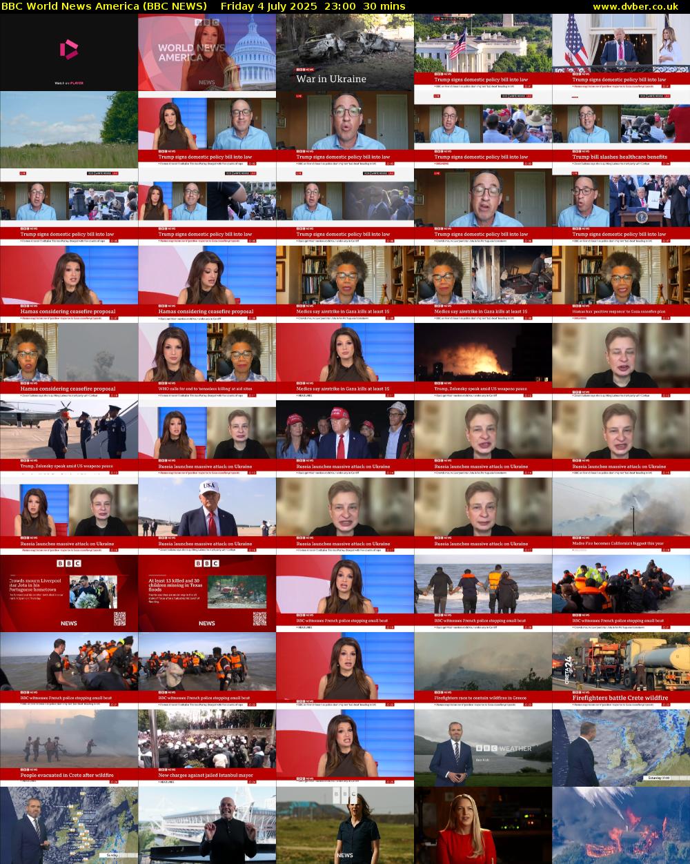 BBC World News America (BBC NEWS) Friday 4 July 2025 23:00 - 23:30