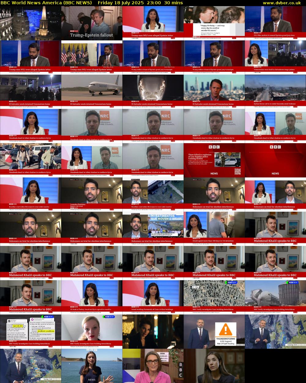 BBC World News America (BBC NEWS) Friday 18 July 2025 23:00 - 23:30