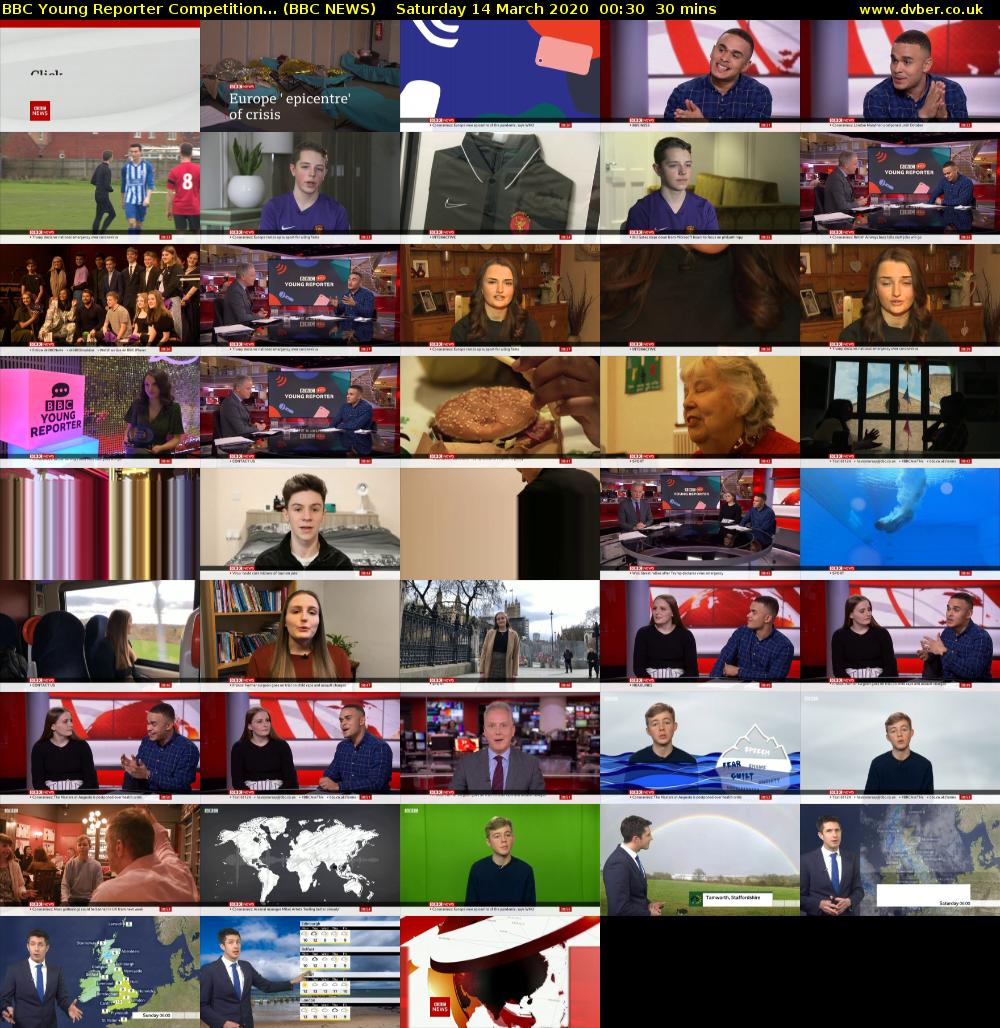 BBC Young Reporter Competition... (BBC NEWS) Saturday 14 March 2020 00:30 - 01:00