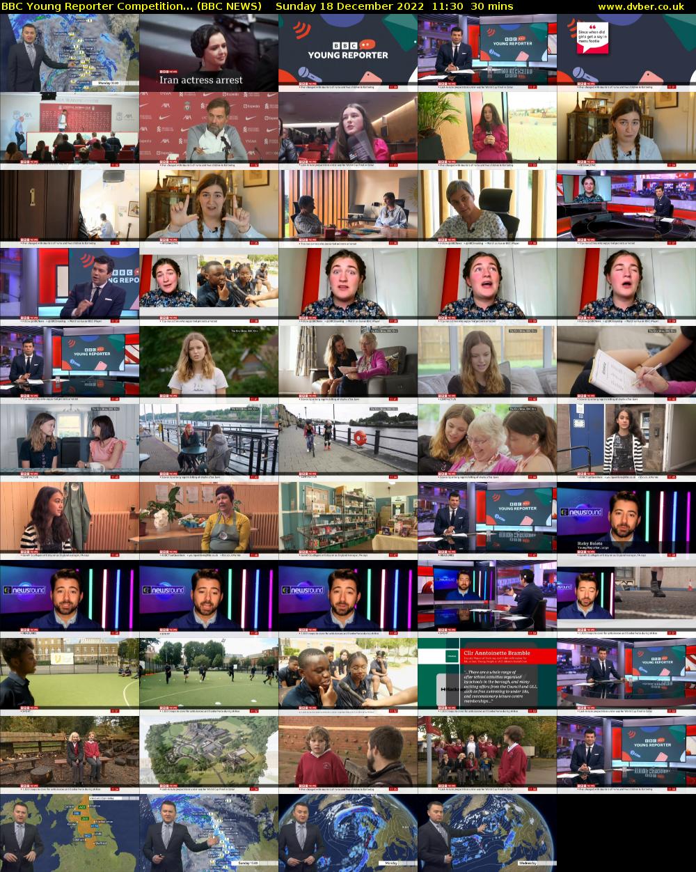 BBC Young Reporter Competition... (BBC NEWS) Sunday 18 December 2022 11:30 - 12:00