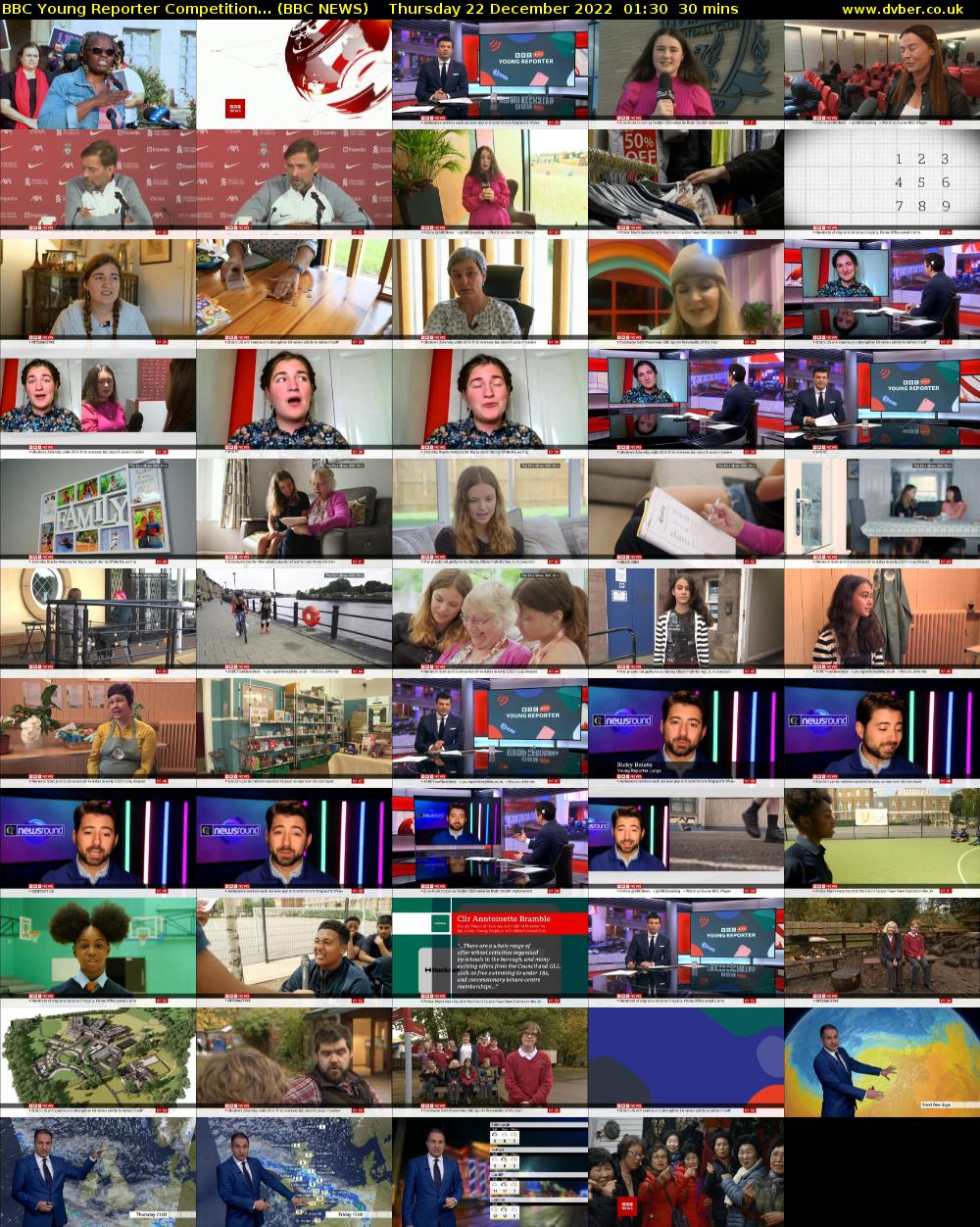BBC Young Reporter Competition... (BBC NEWS) Thursday 22 December 2022 01:30 - 02:00