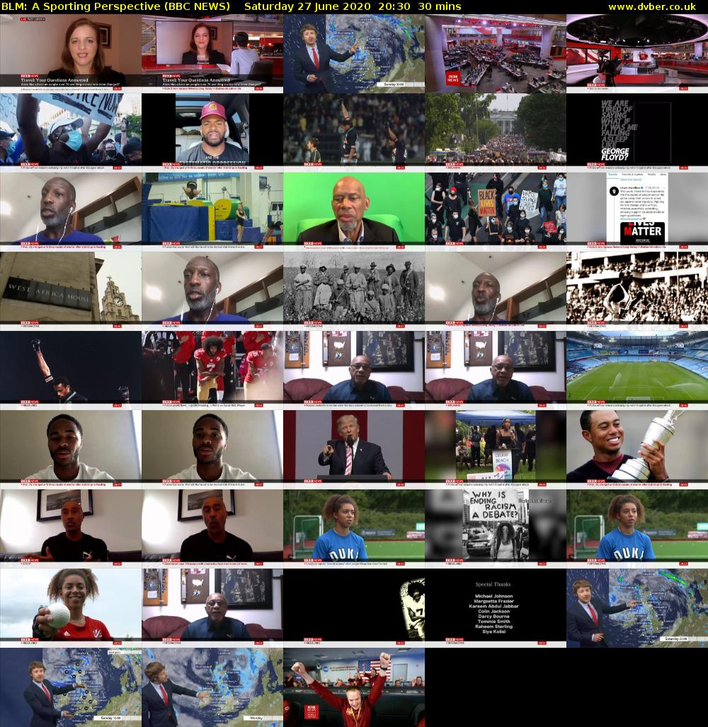 BLM: A Sporting Perspective (BBC NEWS) Saturday 27 June 2020 20:30 - 21:00