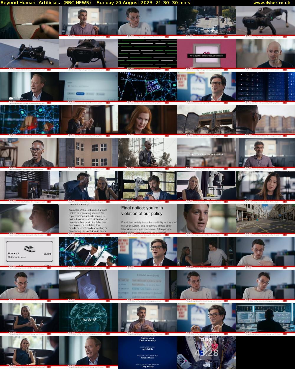 Beyond Human: Artificial... (BBC NEWS) Sunday 20 August 2023 21:30 - 22:00