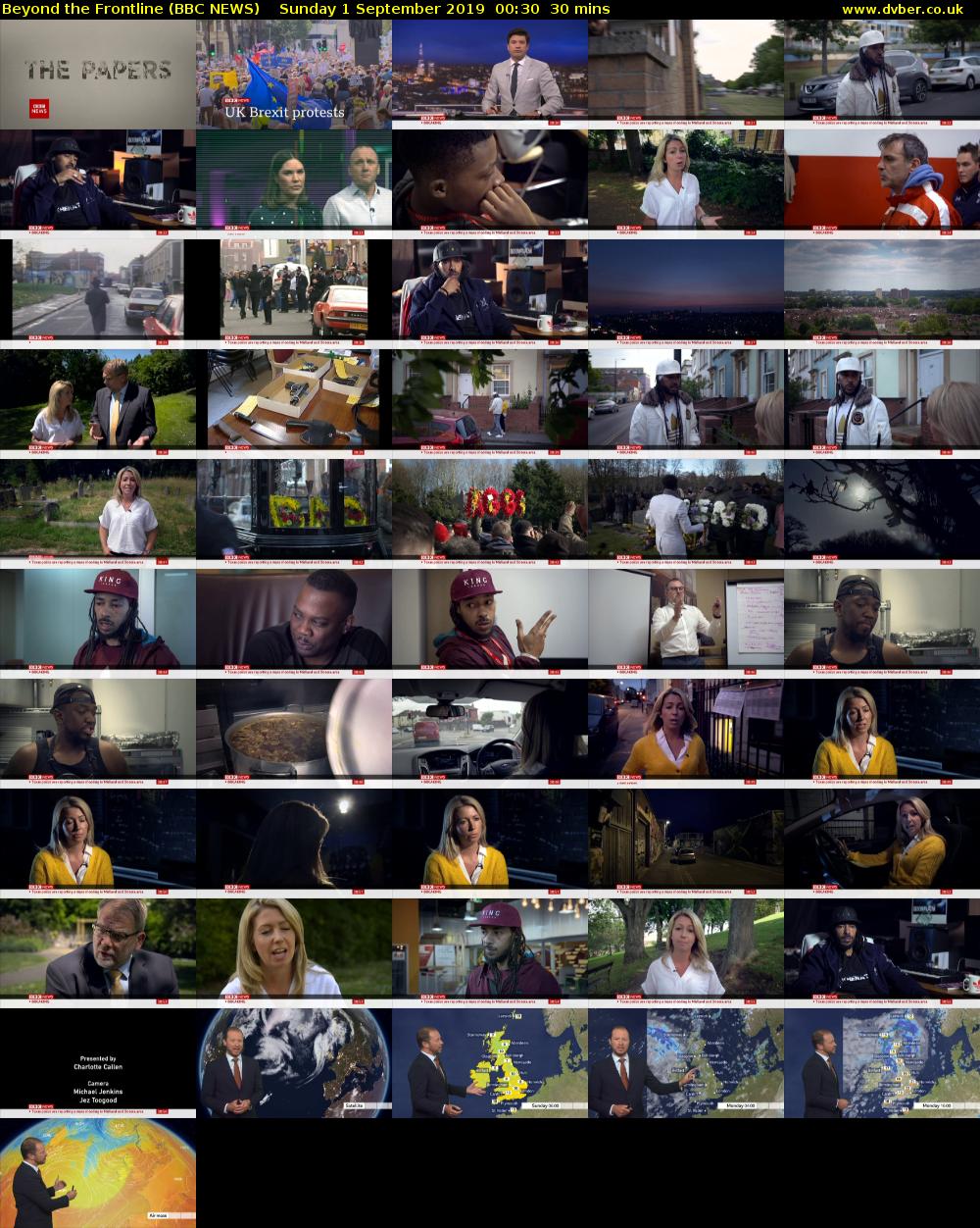 Beyond the Frontline (BBC NEWS) Sunday 1 September 2019 00:30 - 01:00