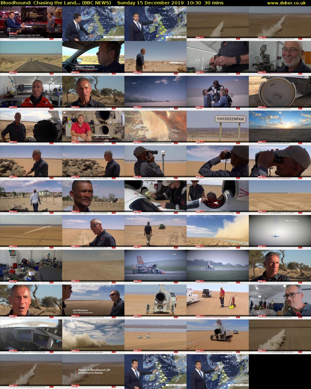 Bloodhound: Chasing the Land... (BBC NEWS) Sunday 15 December 2019 10:30 - 11:00