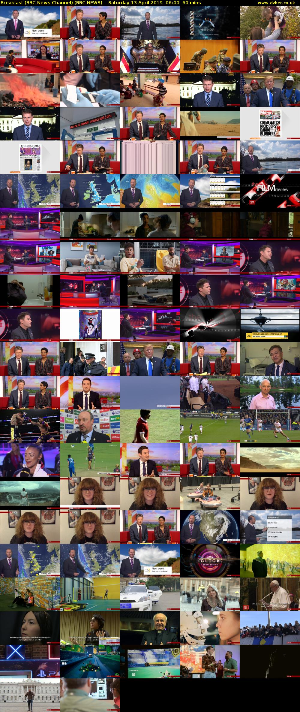 Breakfast (BBC News Channel) (BBC NEWS) Saturday 13 April 2019 06:00 - 07:00