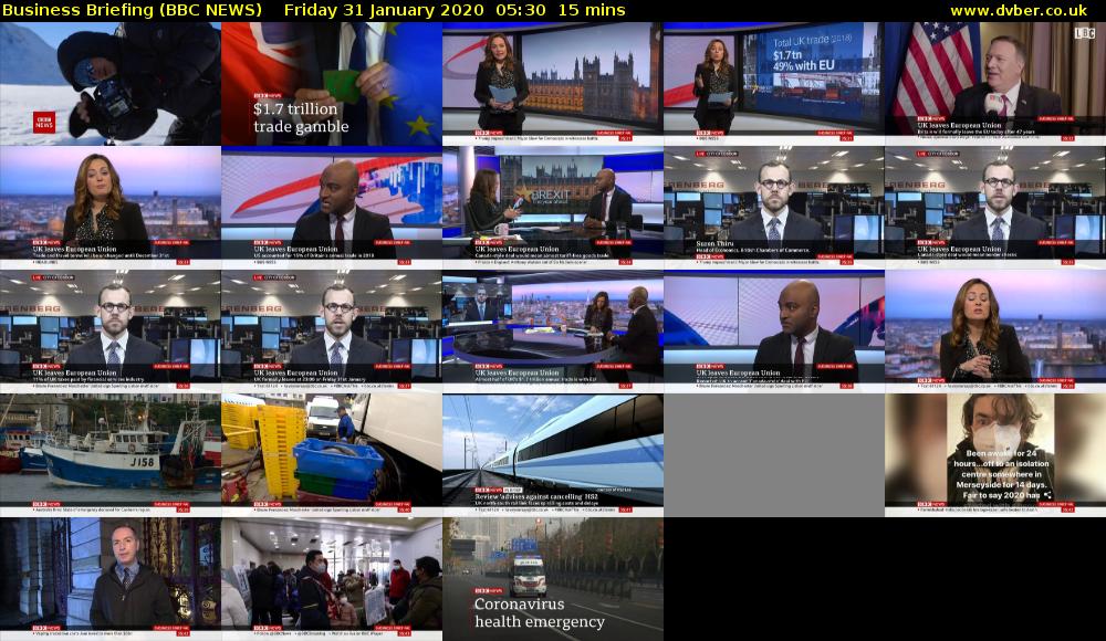 Business Briefing (BBC NEWS) Friday 31 January 2020 05:30 - 05:45