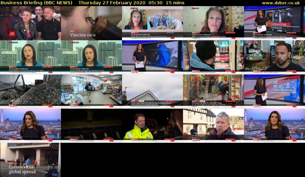 Business Briefing (BBC NEWS) Thursday 27 February 2020 05:30 - 05:45