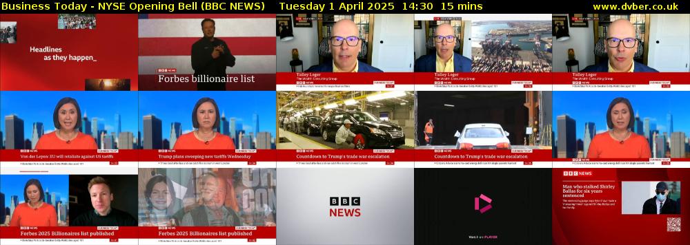 Business Today - NYSE Opening Bell (BBC NEWS) Tuesday 1 April 2025 14:30 - 14:45