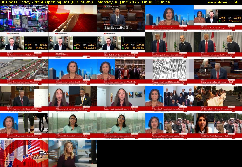 Business Today - NYSE Opening Bell (BBC NEWS) Monday 30 June 2025 14:30 - 14:45
