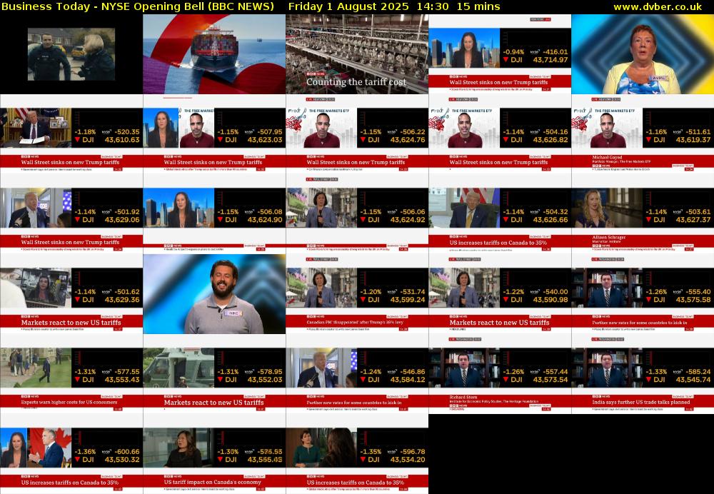 Business Today - NYSE Opening Bell (BBC NEWS) Friday 1 August 2025 14:30 - 14:45