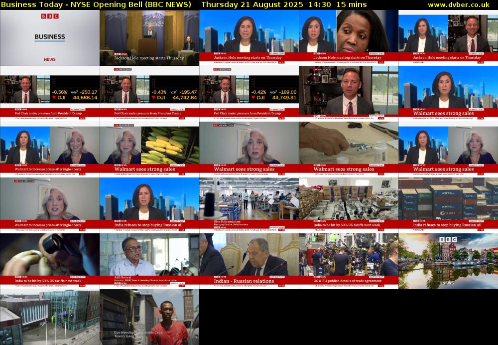 Business Today - NYSE Opening Bell (BBC NEWS) Thursday 21 August 2025 14:30 - 14:45