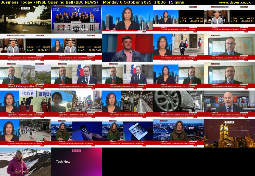 Business Today - NYSE Opening Bell (BBC NEWS) Monday 6 October 2025 14:30 - 14:45