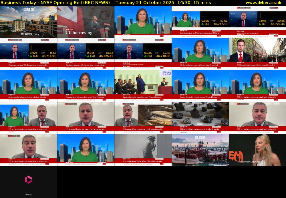 Business Today - NYSE Opening Bell (BBC NEWS) Tuesday 21 October 2025 14:30 - 14:45