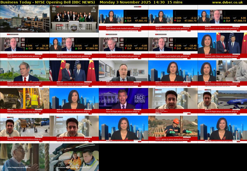 Business Today - NYSE Opening Bell (BBC NEWS) Monday 3 November 2025 14:30 - 14:45