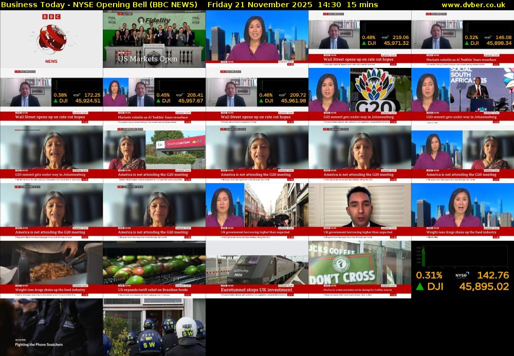 Business Today - NYSE Opening Bell (BBC NEWS) Friday 21 November 2025 14:30 - 14:45