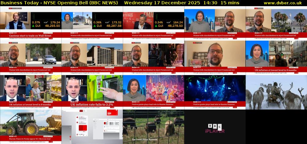 Business Today - NYSE Opening Bell (BBC NEWS) Wednesday 17 December 2025 14:30 - 14:45