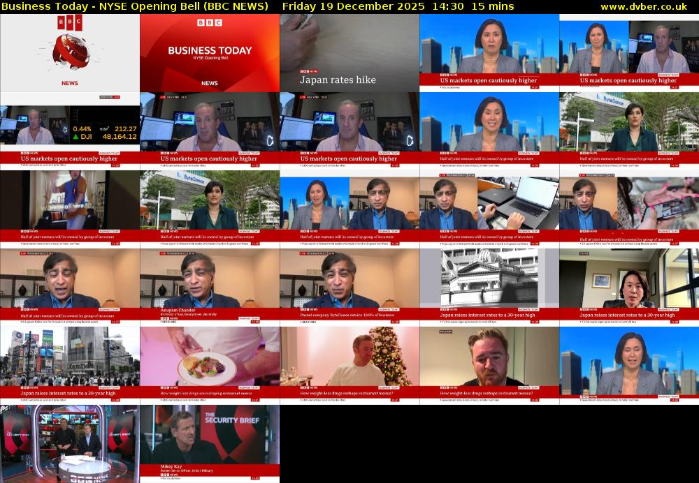 Business Today - NYSE Opening Bell (BBC NEWS) Friday 19 December 2025 14:30 - 14:45