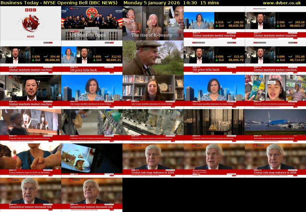 Business Today - NYSE Opening Bell (BBC NEWS) Monday 5 January 2026 14:30 - 14:45