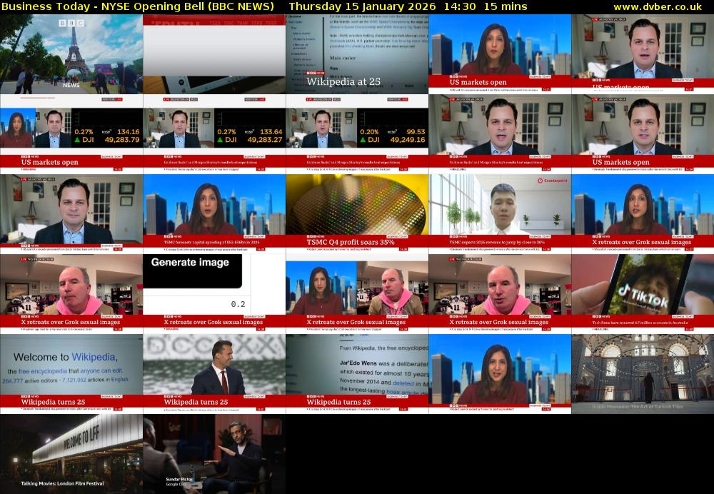 Business Today - NYSE Opening Bell (BBC NEWS) Thursday 15 January 2026 14:30 - 14:45