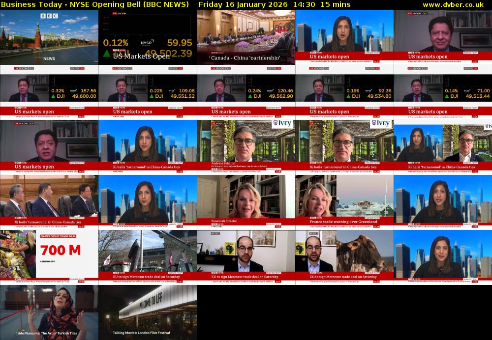 Business Today - NYSE Opening Bell (BBC NEWS) Friday 16 January 2026 14:30 - 14:45