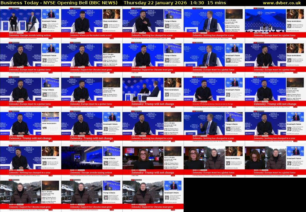 Business Today - NYSE Opening Bell (BBC NEWS) Thursday 22 January 2026 14:30 - 14:45