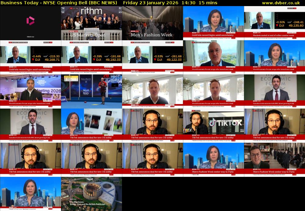 Business Today - NYSE Opening Bell (BBC NEWS) Friday 23 January 2026 14:30 - 14:45
