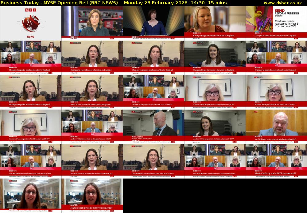 Business Today - NYSE Opening Bell (BBC NEWS) Monday 23 February 2026 14:30 - 14:45