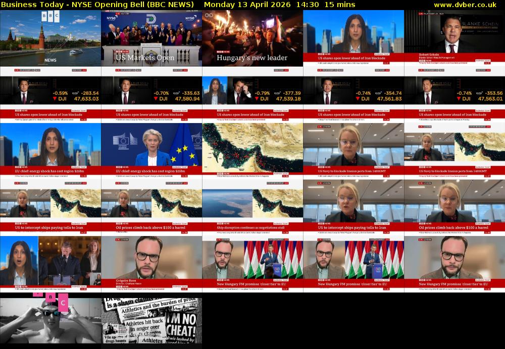 Business Today - NYSE Opening Bell (BBC NEWS) Monday 13 April 2026 14:30 - 14:45