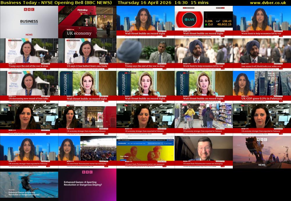 Business Today - NYSE Opening Bell (BBC NEWS) Thursday 16 April 2026 14:30 - 14:45
