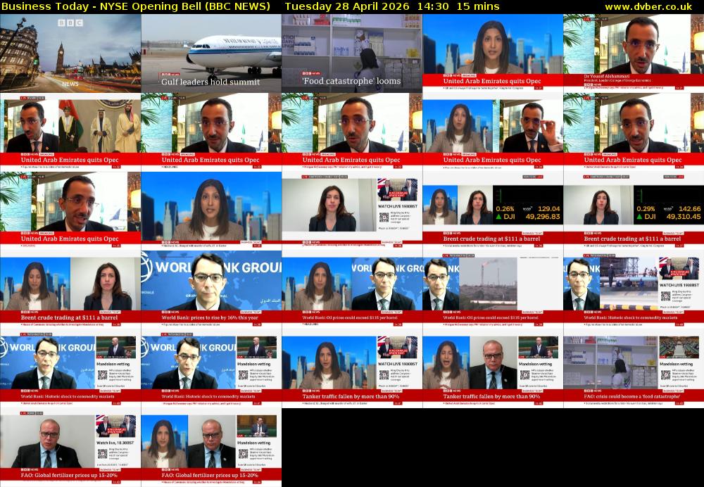 Business Today - NYSE Opening Bell (BBC NEWS) Tuesday 28 April 2026 14:30 - 14:45