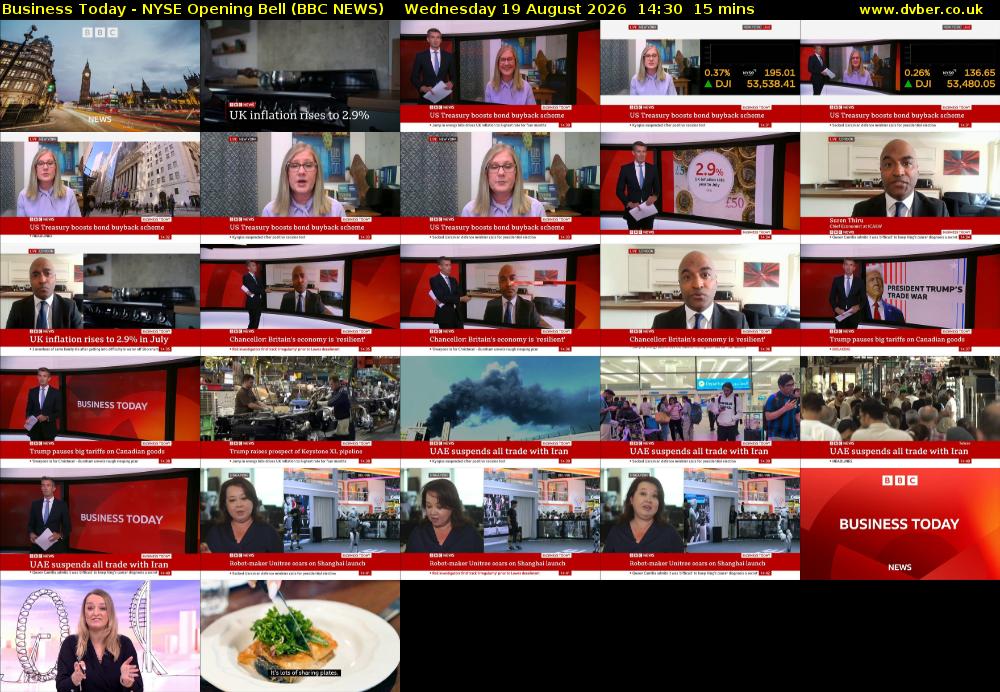 Business Today - NYSE Opening Bell (BBC NEWS) Wednesday 19 August 2026 14:30 - 14:45