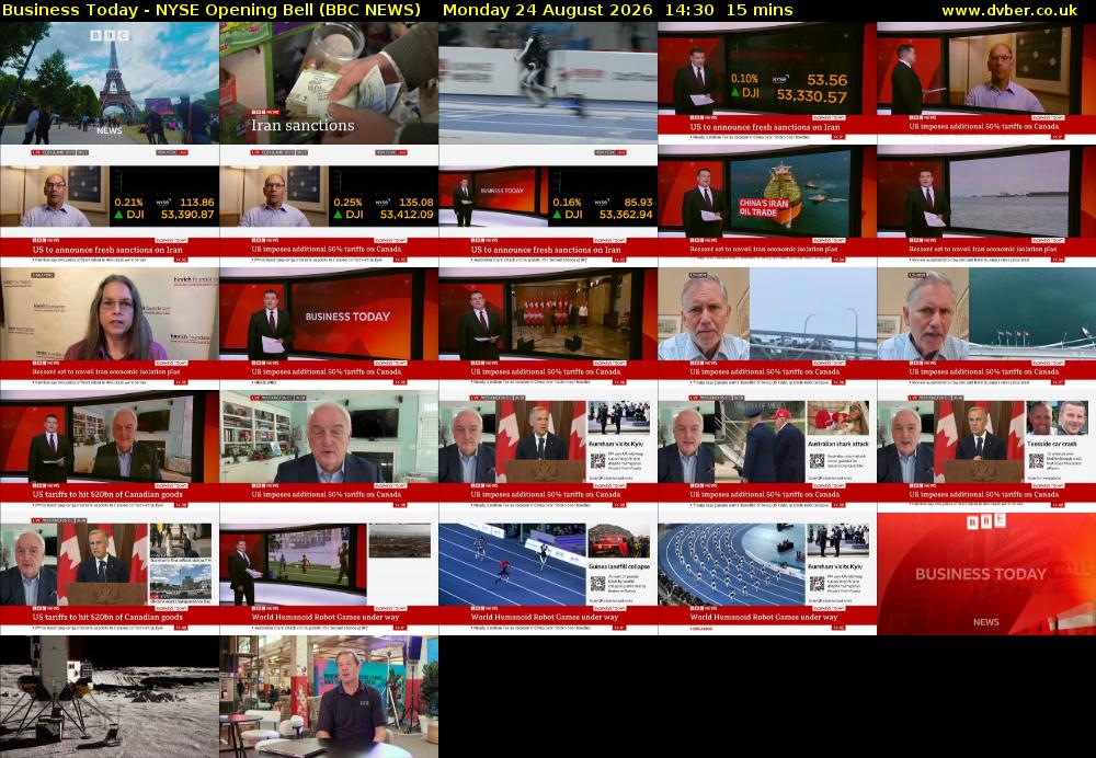 Business Today - NYSE Opening Bell (BBC NEWS) Monday 24 August 2026 14:30 - 14:45