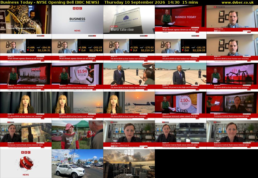 Business Today - NYSE Opening Bell (BBC NEWS) Thursday 10 September 2026 14:30 - 14:45
