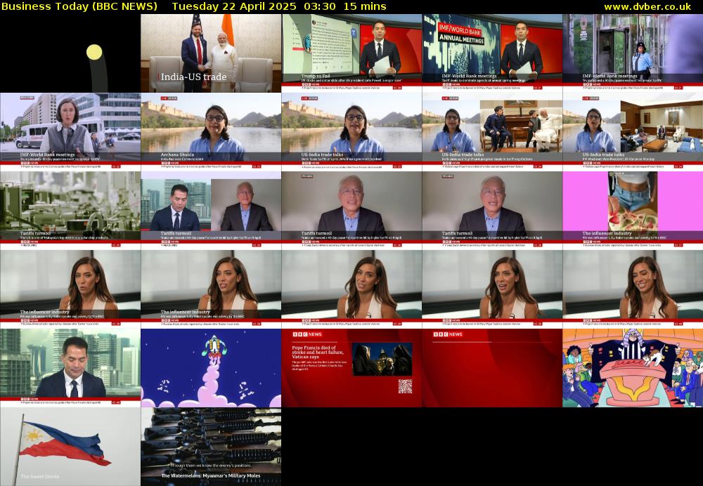 Business Today (BBC NEWS) Tuesday 22 April 2025 03:30 - 03:45