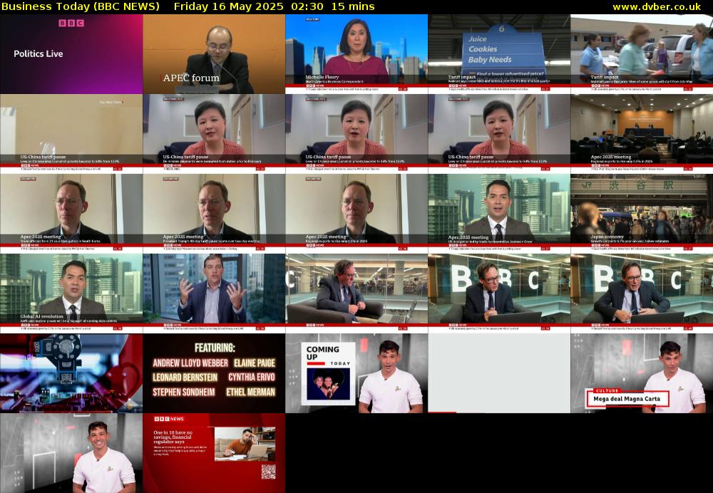 Business Today (BBC NEWS) Friday 16 May 2025 02:30 - 02:45