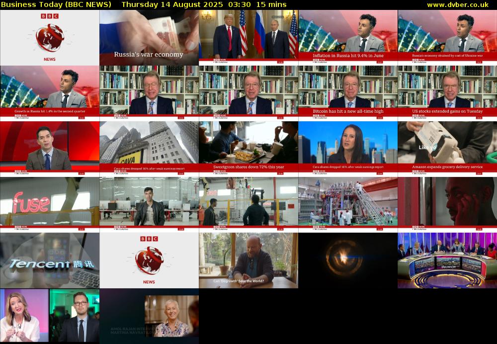 Business Today (BBC NEWS) Thursday 14 August 2025 03:30 - 03:45