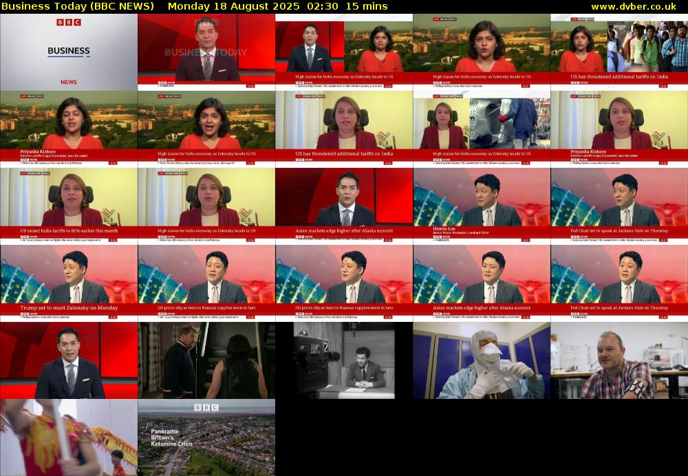 Business Today (BBC NEWS) Monday 18 August 2025 02:30 - 02:45