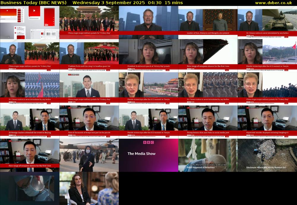 Business Today (BBC NEWS) Wednesday 3 September 2025 04:30 - 04:45