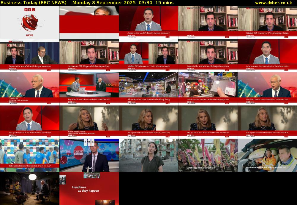 Business Today (BBC NEWS) Monday 8 September 2025 03:30 - 03:45